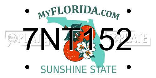 7NT152 Florida License Plate