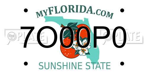 7O00P0 Florida License Plate