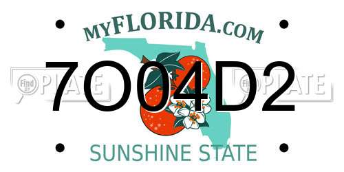 7O04D2 Florida License Plate