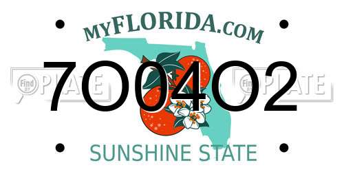 7O04O2 Florida License Plate