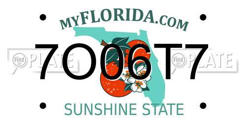 7O06T7 Florida License Plate