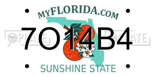 7O14B4 Florida License Plate