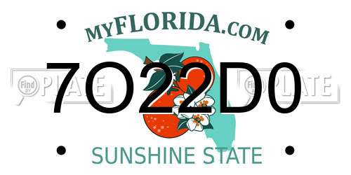 7O22D0 Florida License Plate