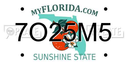7O25M5 Florida License Plate