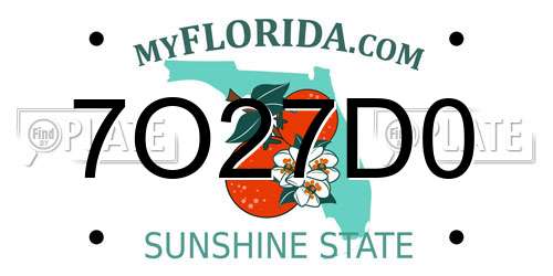 7O27D0 Florida License Plate