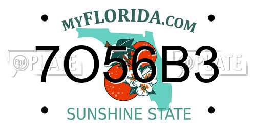 7O56B3 Florida License Plate