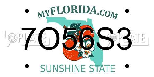 7O56S3 Florida License Plate