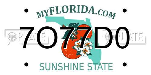 7O77D0 Florida License Plate