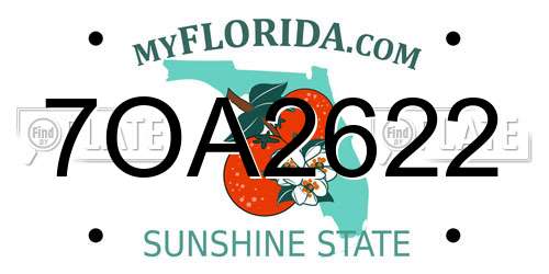 7OA2622 Florida License Plate