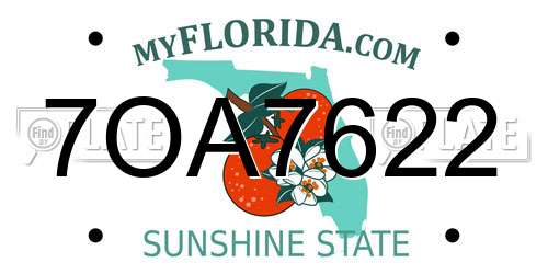 7OA7622 Florida License Plate