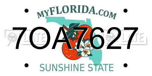 7OA7627 Florida License Plate