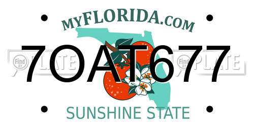 7OAT677 Florida License Plate