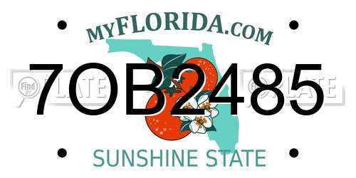 7OB2485 Florida License Plate