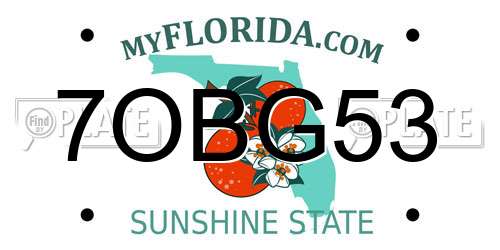 7OBG53 Florida License Plate