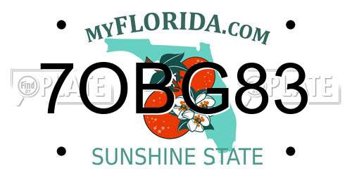 7OBG83 Florida License Plate