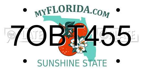 7OBT455 Florida License Plate