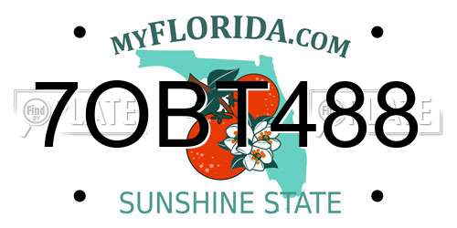 7OBT488 Florida License Plate