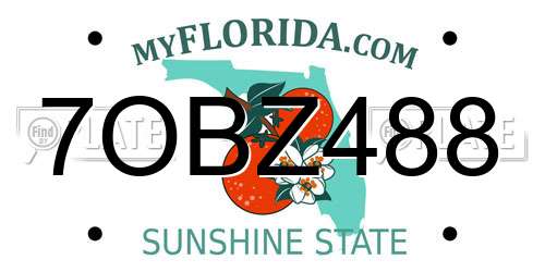 7OBZ488 Florida License Plate