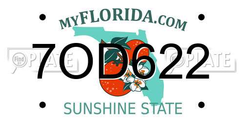 7OD622 Florida License Plate