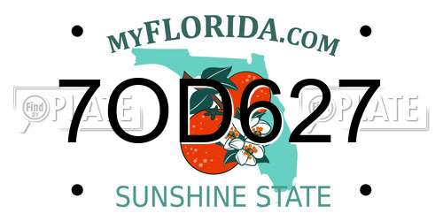 7OD627 Florida License Plate