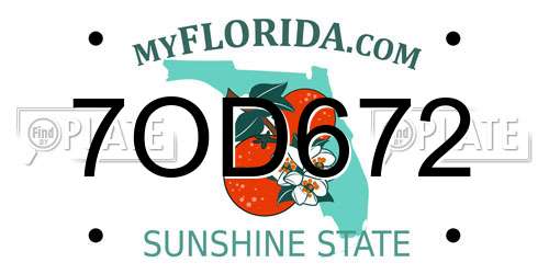 7OD672 Florida License Plate