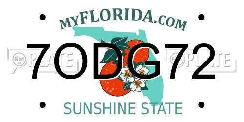 7ODG72 Florida License Plate