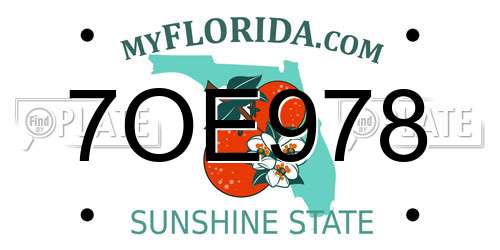 7OE978 Florida License Plate