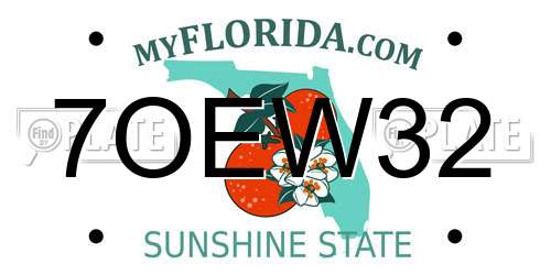 7OEW32 Florida License Plate