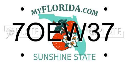 7OEW37 Florida License Plate