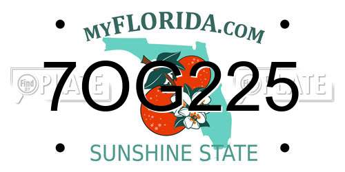 7OG225 Florida License Plate