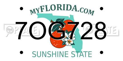 7OG728 Florida License Plate