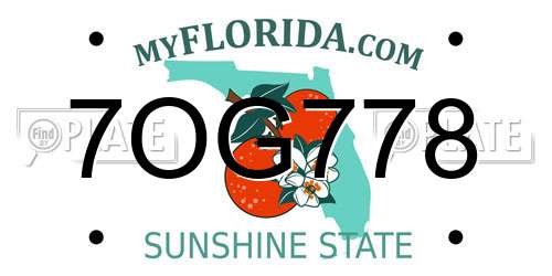 7OG778 Florida License Plate