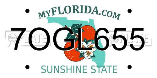 7OGL655 Florida License Plate