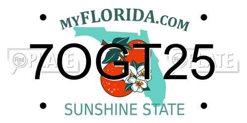 7OGT25 Florida License Plate