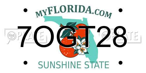 7OGT28 Florida License Plate