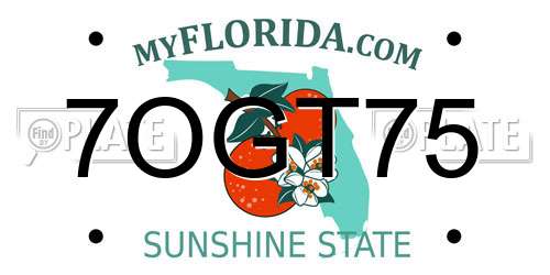 7OGT75 Florida License Plate