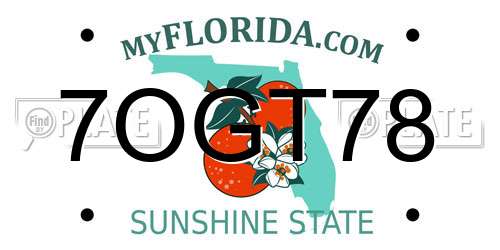 7OGT78 Florida License Plate