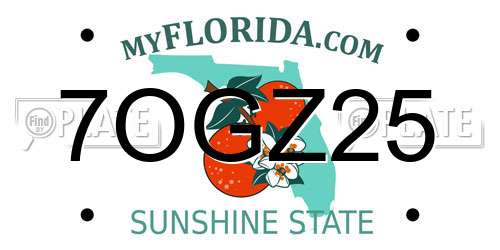 7OGZ25 Florida License Plate