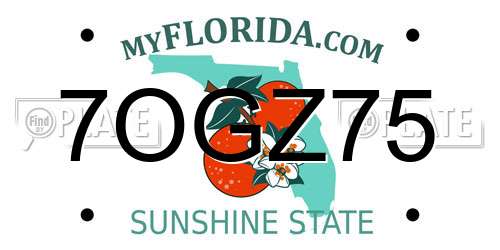 7OGZ75 Florida License Plate