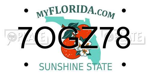 7OGZ78 Florida License Plate