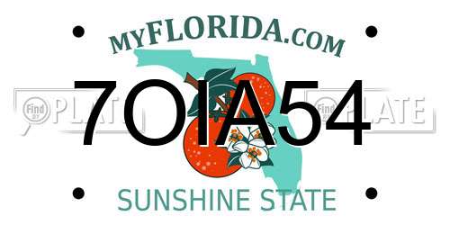 7OIA54 Florida License Plate