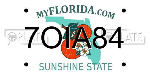 7OIA84 Florida License Plate