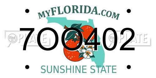 7OO402 Florida License Plate