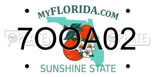 7OOA02 Florida License Plate