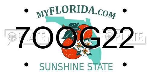 7OOG22 Florida License Plate