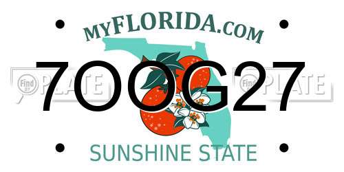 7OOG27 Florida License Plate