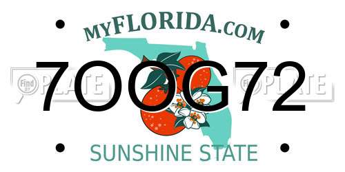 7OOG72 Florida License Plate
