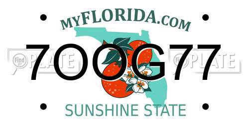 7OOG77 Florida License Plate