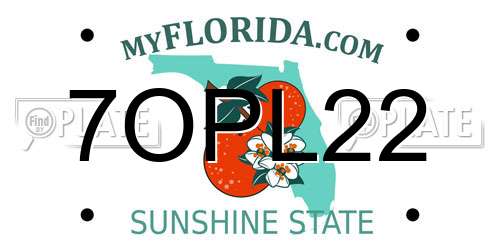 7OPL22 Florida License Plate