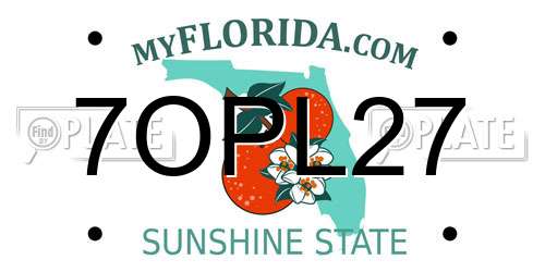 7OPL27 Florida License Plate